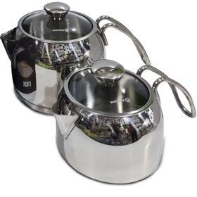 تصویر کتری و قوری استیل کرکماز روگازی مدل kettle & pot set korkmaz A1626 