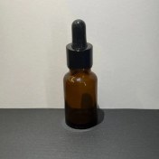 تصویر شیشه قهوه‌ای 10 میل همراه با قطره چکان مشکی 