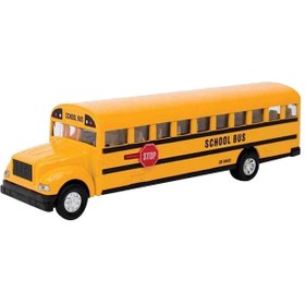 تصویر مدل اتوبوس مدرسه با قابلیت عقب‌کش 6 اینچ از نوع دایکاست برند kingsfan Pull Back Diecast School Bus Model 6inch