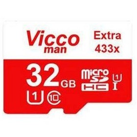 تصویر رم میکرو 32 گیگ ویکومن Vicco 65MB/s + خشاب Vicco man microSD Class 10 U1 65MB/s 433X 32GB With Adapter