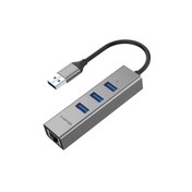 تصویر هاب USB به USB و LAN لنشن مدل H23s ا Lention USB-C to USB and Ethernet H23s Lention USB-C to USB and Ethernet H23s