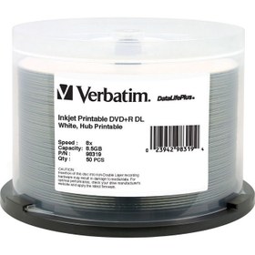 تصویر دی وی دی ناین (8.5 گیگابابتی) قابل چاپ (پرینتیبل) ورباتیم باکس 50 عددی کارتن 200 عددی(Verbatim) ا Verbatim PRINTABLE DVD+R DL Verbatim PRINTABLE DVD+R DL