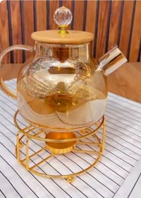 تصویر قوری پیرکس شامپاینی - سایز ۱ لیتری TEA POT Pyrex Kettle