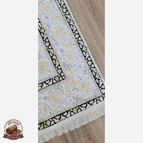تصویر فرش ماشینی فرشینه خاکستری طلایی مدرن مخمل ۹ متری 