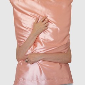 تصویر یک جفت روبالشتی ساتن گلبهی سایز 50 در ۷۰ زیپدار satin pillow cases