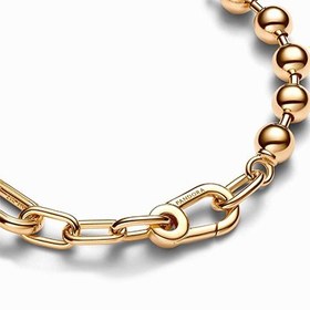 تصویر دستبند زنجیر ام-ای و کره‌های طلایی پاندورا 