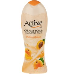 تصویر شامپو بدن و صورت کرمی با رایحه شیر و زردآلو 400گرم اکتیو Active Creamy Scrub Face And Body Wash Milk And Apricot 400g