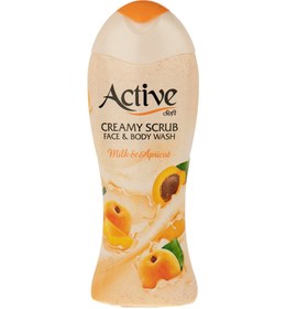 تصویر شامپو بدن و صورت کرمی با رایحه شیر و زردآلو 400گرم اکتیو Active Creamy Scrub Face And Body Wash Milk And Apricot 400g