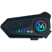 تصویر اینترکام میکروفون کلاه ایمنی Y10 BLUETOOTH RGB LIGHT DOUBLE PHONE SUPPORT INTERCOM ضد آب comse 