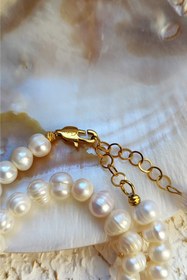 تصویر گردنبند مروارید پرورشی گرد 8میلی به طول 40سانتی متر 