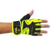 تصویر دستکش بدنسازی راج Raj مردانه با کفی چرم طبيعی مدل 103 کد 202308 