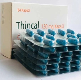 تصویر ونوستات چربی سوز تینکال ارلیستات تک ورق ۱۴عددی Thincal 120 mg (14 capsules) for weight loss, original