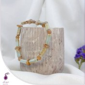 تصویر دستبند سنگ جاسپر دریایی و سان استون سنگ خورشید کد B171 