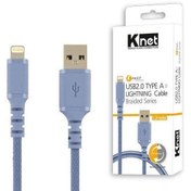 تصویر کابل شارژ USB2.0 Type A به Lightning کی نت Knet مدل Braided Series طول 120 سانتی متر 
