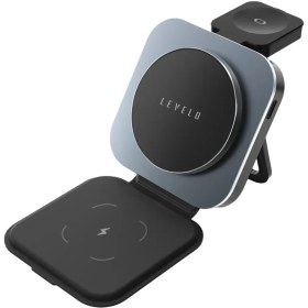 تصویر شارژر بی سیم 3 کاره لولو مدل Levelo TrioFlow 3 in 1 – خاکستری Levelo TrioFlow 3 In 1 Wireless Charger – Grey 