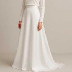 تصویر دامن مجلسی پشت بلند سفید ساتن سایز 32 تا 62 (رنگبندی موجود) 