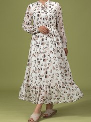 تصویر پیراهن زنانه برنس مدل تیام کرم کمر کش 