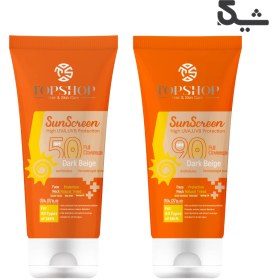 تصویر کرم ضد آفتاب بژ تیره SPF90 تاپ شاپ محافظ در برابر آلودگی هوا 50 میل 