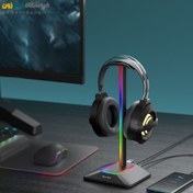 تصویر استند و پایه نگهدارنده هدست/هدفون با نورپردازی New Bee Z8 RGB Headphone Stand / Headset Stand 