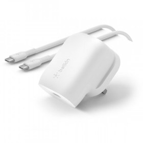 تصویر شارژر دیواری برند بلکین Belkin با قابلیت شارژ سریع PD 30W به همراه کابل لایتنینگ به Type-C Belkin Wall Charger with USB-C to Lightning Cable