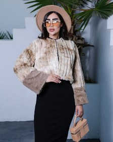 تصویر کت پوستی بدون یقه بدون زیپ فری سایز دو رنگ Pust