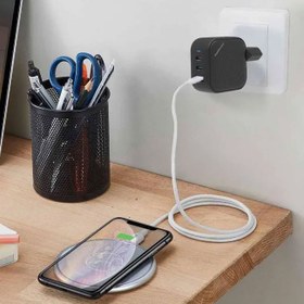 تصویر شارژر دیواری پاورولوژی مدل PWCUQC019 Powerology 65W 1*QC 36W USB-A and 2*USB-C Ports GaN PD Wall Charger EU - Black