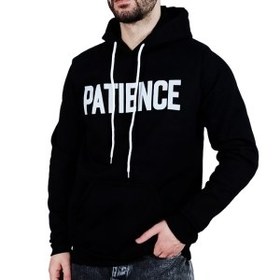 تصویر هودی کلاهدار مردانه مشکی طرح هشتگ Black men's hooded hoodie with hashtag design