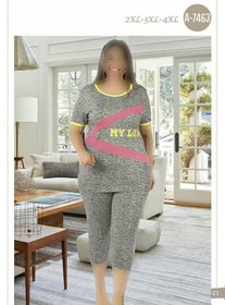 تصویر تی شرت شلوارک سایز بزرگ زنانه ترک - 7463 Miss Tiko 