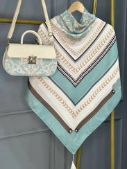 تصویر ست کیف و روسری زنانه طرح جدید فیروزه ای کد MO462 