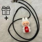 تصویر گردنبند لبوبو سفید کوکاکولا طرح Labubu White + هدیه 
