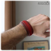 تصویر دستبند چرم طبیعی دست ساز آتش 