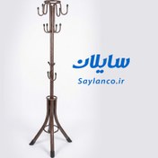 تصویر رخت آویز ایستاده قهوه ای اداری | ضد واژگونی | 