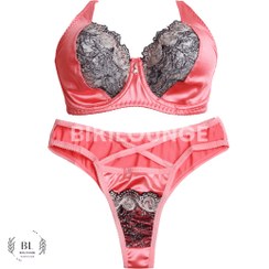 تصویر ست شورت و سوتین ساتن (استرچ براق) گیپوری 