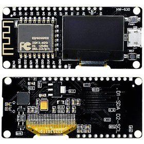 تصویر برد توسعه NodeMCU با ماژول ESP-12E و مبدل CP2102 و OLED 