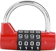 تصویر قفل ترکیبی 4 صفحه ای مقاوم در برابر سایش، قفل چمدان، چمدان قابل حمل برای چمدان مدرسه برای باشگاه (قرمز) 