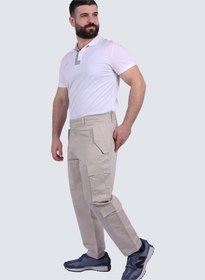 تصویر شلوار کتان مردانه با چندین جیب در رنگ شن برند selected Men's Multi Pockets Cargo Pants in Sand