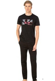 تصویر ست پیژامه و لباس خواب Pierre Cardin اورجینال مردانه پیرکاردین PCEP6076 6076 Men's Short Sleeve Crew Neck Pajama Set-black 