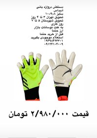 تصویر دستکش دروازه بانی آدیداس فسفری سفید اورجینال سایز ۸-۹-۱۰ - سایز Adidas predator goalkeeper gloves