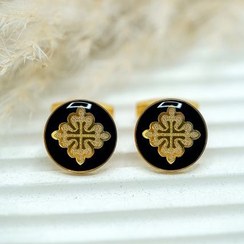 تصویر دکمه سردست روکش طلا طرح پرستیژ CL04 