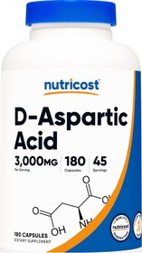 تصویر دی اسپارتیک اسید 3000 میلی گرم 45 سروینگ nutricost D-Aspartic Acid (DAA) nutricost D-Aspartic Acid (DAA) Capsules 3000mg Per Serving