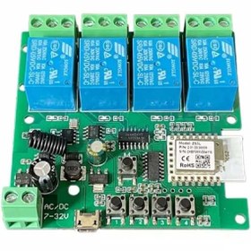 تصویر سوئیچ رله 4 کاناله 12 ولتی ZigBee MHCOZY 