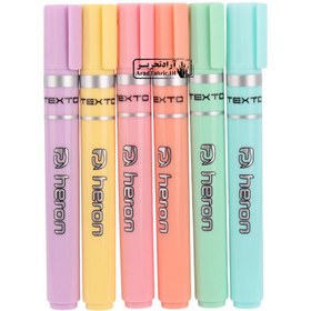 تصویر ماژیک هایلایت پاستیلی هرون کد 02 بسته 6 عددی Heron Texto Highlighter Pastel 6 Pcs Code 02