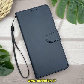 تصویر کیف گوشی Redmi Note 12 4G شیائومی مگنتی طرح چرم کتابی محافظ لنزدار بنددار سرمه ای note 12(4g)