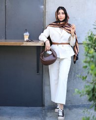 تصویر کت و شلوار کتان - سایز ۱(۳۶-۴۰) / ست کت و شلوار 