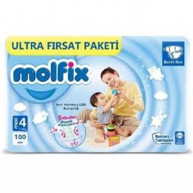 تصویر پوشک بچه مولفیکس Molfix ترکیه سایز 4 بسته 100 عددی Molfix Turkish baby diapers size 4 pack of 100 pcs