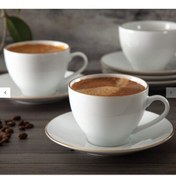 تصویر سرویس قهوه خوری 12 پارچه چینی لمون ،ست قهوه خوری لبه طلایی ، صبحانه خوری ، فنجان اسپرسو ، قهوه خوری سرامیکی ، فنجان قهوه 