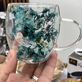 تصویر ماگ پیرکس دوجداره گل 