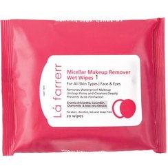 تصویر دستمال مرطوب آرایش پاک کن مخصوص انواع پوست La farrerr Face And Eyes Micellar Makeup Remover Wet Wipes For All SkinTypes 