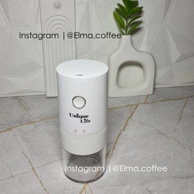 تصویر آسیاب شارژی قهوه یونیک لایف رنگ سفید Coffee grinder unique life