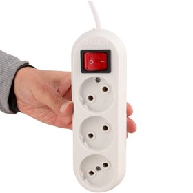 تصویر چند راهی 3 خانه برق نسیم با کابل 2 متری Nasim 2m 3 Way Power Strip